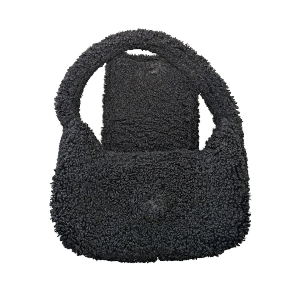 Simon Miller Black Retro Bag In Fuzzy Faux Sherpa Boucle Shoulder Bag Flap Top - Picture 4 of 10
